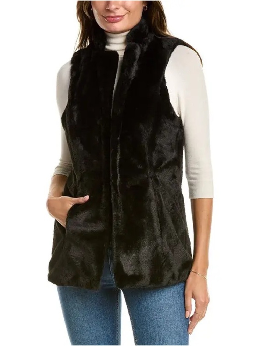 Tyler Böe Black Faux Fur Vest – Size XS